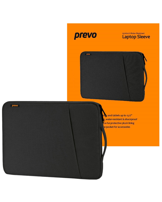 Prevo 15.6 Inch Laptop Sleeve, Side Pocket, Cushioned Lining, Black
