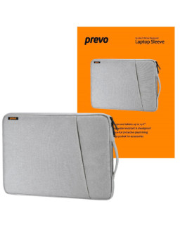 Prevo 15.6 Inch Laptop Sleeve, Side Pocket, Cushioned Lining, Light Grey