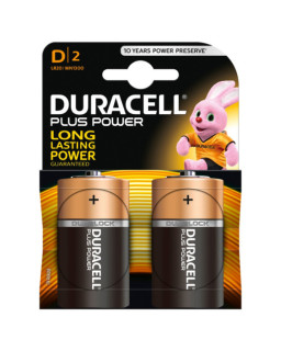 Duracell Plus Power Alkaline, Long Expiry, Pack of 2 D Batteries