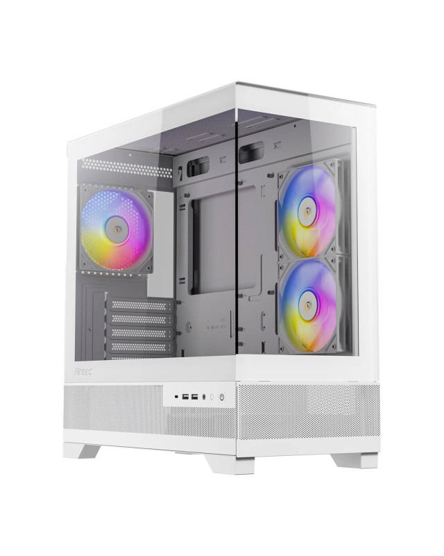 ANTEC CX500M Micro Tower Gaming Case, White, ARGB, 2  x USB 3.0 / 1 x USB Type-C, Tempered Glass Side Panel, Micro-ATX/ITX