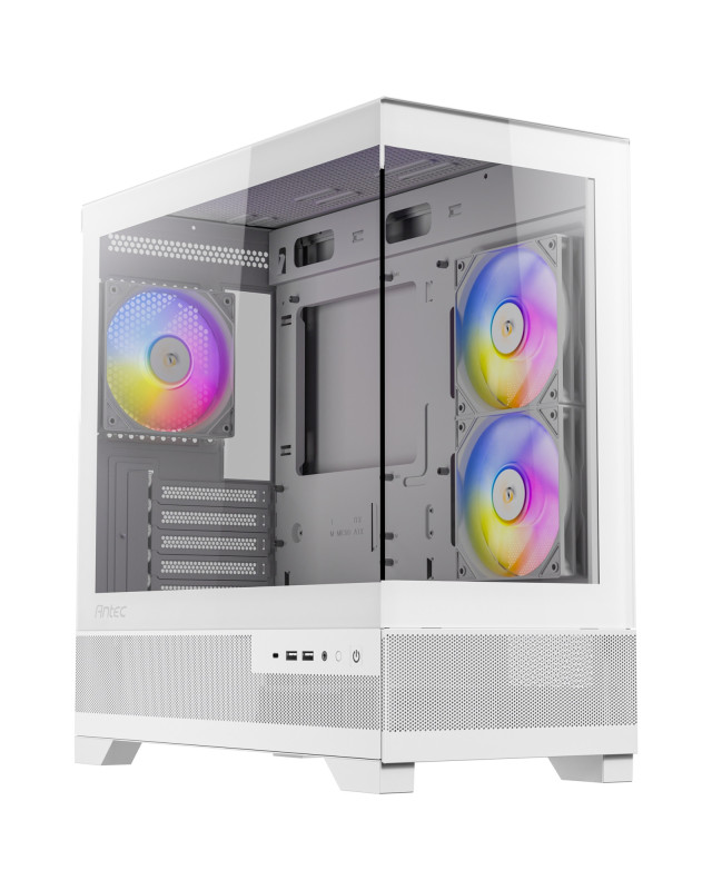 ANTEC CX500M Micro Tower Gaming Case, White, 2  x USB 3.0 / 1 x USB Type-C, Tempered Glass Side Panel, Micro-ATX/ITX