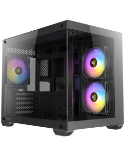Antec CX600M ARGB Mini-Tower PC Gaming Case, 270 Full-View Tempered Glass, 3x 120mm ARGB LED Fans, USB 3.0, Dust Filters, Tool-Free Installation, Black