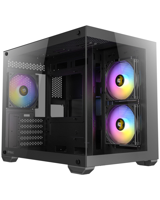 Antec CX600M ARGB Mini-Tower PC Gaming Case, 270 Full-View Tempered Glass, 3x 120mm ARGB LED Fans, USB 3.0, Dust Filters, Tool-Free Installation, Black