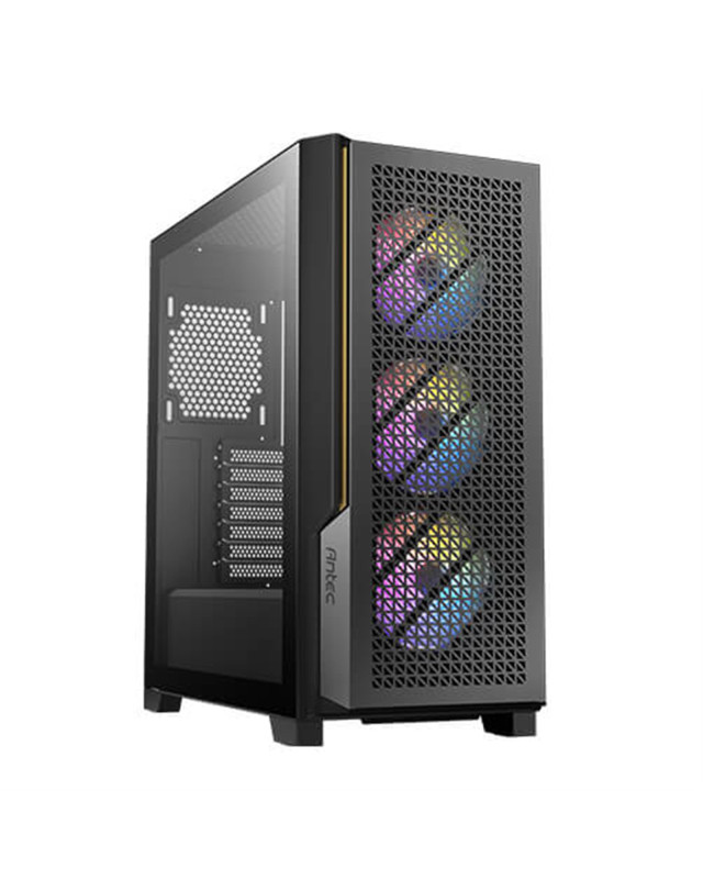 ANTEC P20C ARGB Case, Gaming, Black, Mid Tower, 2x USB 3.0, 1x USB Type-C 3.2 Gen2, Audio In/Out, 4mm Tempered Glass Side Panel, Unique Metal Mesh Panel, High Airflow Design, 3x 120mm ARGB Fans, E-ATX, ATX, Micro-ATX, ITX