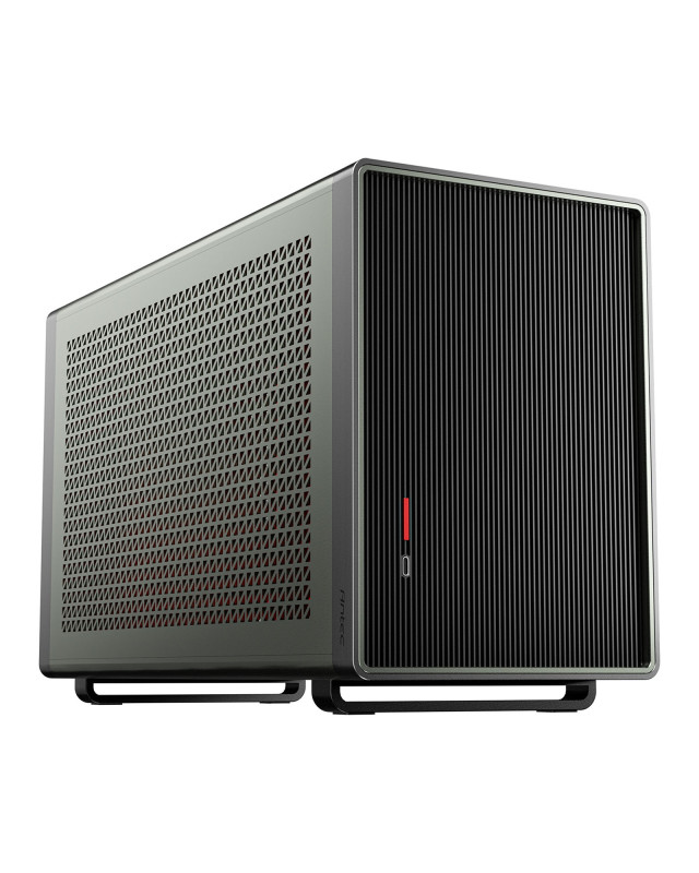 Antec Performance 1M Aventurine Mini-ITX Gaming Case with Aluminum Finish, PCIe 4.0 Riser Cable, USB 3.2 Gen2 Type-C, Tool-Free Side Panels, Solid Side Panel, SFX-L & SFX PSU Support