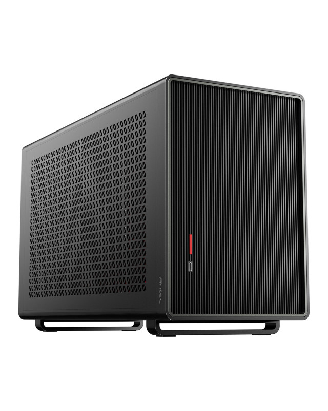 Antec Performance 1M Black Mini-ITX Gaming Case with Aluminum Finish, PCIe 4.0 Riser Cable, USB 3.2 Gen2 Type-C, Tool-Free Side Panels, Solid Side Panel, SFX-L & SFX PSU Support