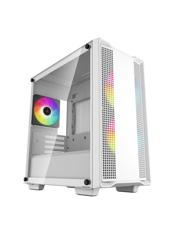 DeepCool CC360 ARGB WH, White, Mini Tower Chassis w/ Tempered Glass Window, 3x 120mm ARGB Fans, USB 3.0, mATX/mITX