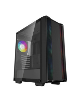 DeepCool CC560 ARGB V2 Case, Gaming, Black, Mid Tower, 1 x USB 3.0 / 1 x USB 2.0, Tempered Glass Side Window Panel, Abundant Airflow Performance, Addressable RGB LED Fans, ATX, Micro ATX, Mini-ITX