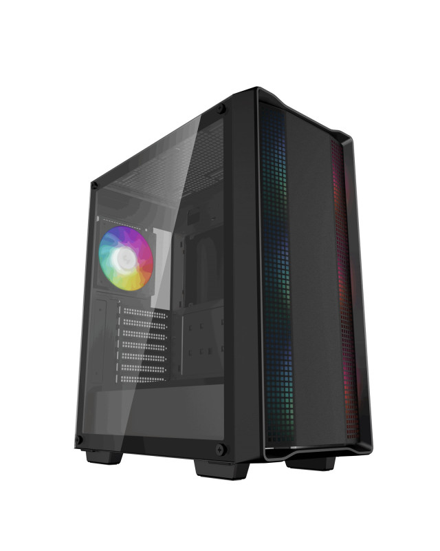 DeepCool CC560 ARGB V2 Case, Gaming, Black, Mid Tower, 1 x USB 3.0 / 1 x USB 2.0, Tempered Glass Side Window Panel, Abundant Airflow Performance, Addressable RGB LED Fans, ATX, Micro ATX, Mini-ITX