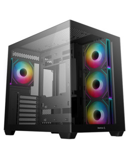 DeepCool CG530 4F Mid-Tower Case with Tempered Glass Panels, 4 Pre-Installed ARGB Fans, and Optimal Airflow Support, Black