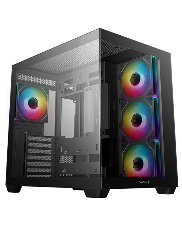 DeepCool CG530 4F Mid-Tower Case with Tempered Glass Panels, 4 Pre-Installed ARGB Fans, and Optimal Airflow Support, Black