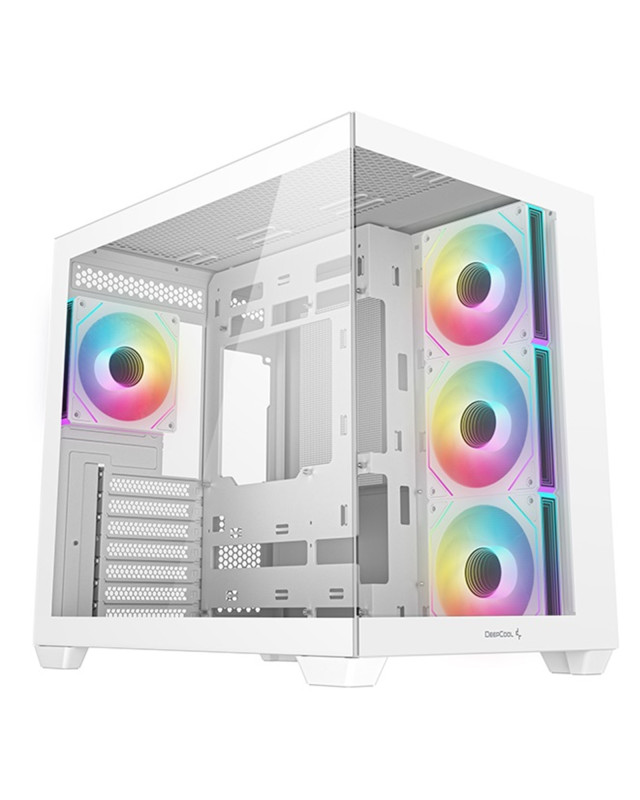 DeepCool CG530 4F Mid-Tower Case with Tempered Glass Panels, 4 Pre-Installed ARGB Fans, and Optimal Airflow Support, White