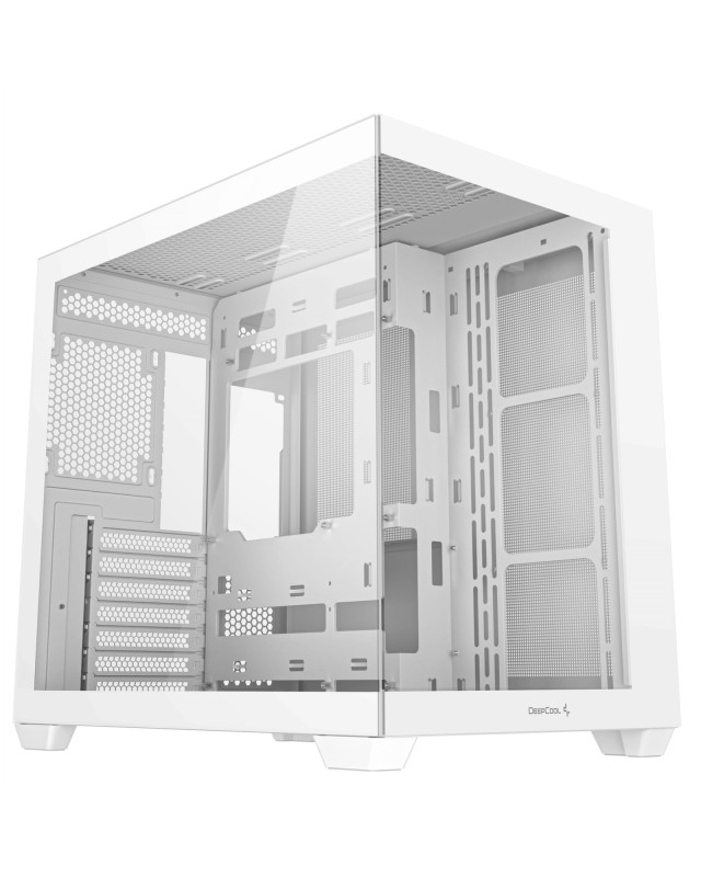 DeepCool CG530 Dual-Chamber Computer Case, Tempered Glass Panels, Advanced Cooling Support, Exceptional Cable Management, White