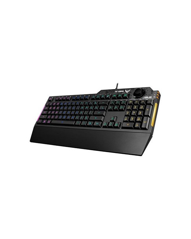 Asus TUF GAMING K1 RGB Keyboard with Volume Knob, 19-key Rollover, Side Light Bar & Armoury Crate, Spill Resistant, Detachable Wrist Rest