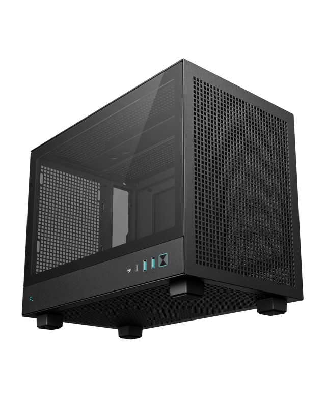 DeepCool CH160 Ultra-Portable Gaming Case Black Micro Tower with Tempered Glass Side Window Panel, Advanced Cooling, USB 3.0/USB-C Ports, Pre-Installed Fans, Mini-ITX