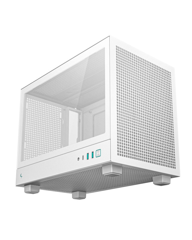 DeepCool CH160 Ultra-Portable Gaming Case White Micro Tower with Tempered Glass Side Window Panel, Advanced Cooling, USB 3.0/USB-C Ports, Pre-Installed Fans, Mini-ITX