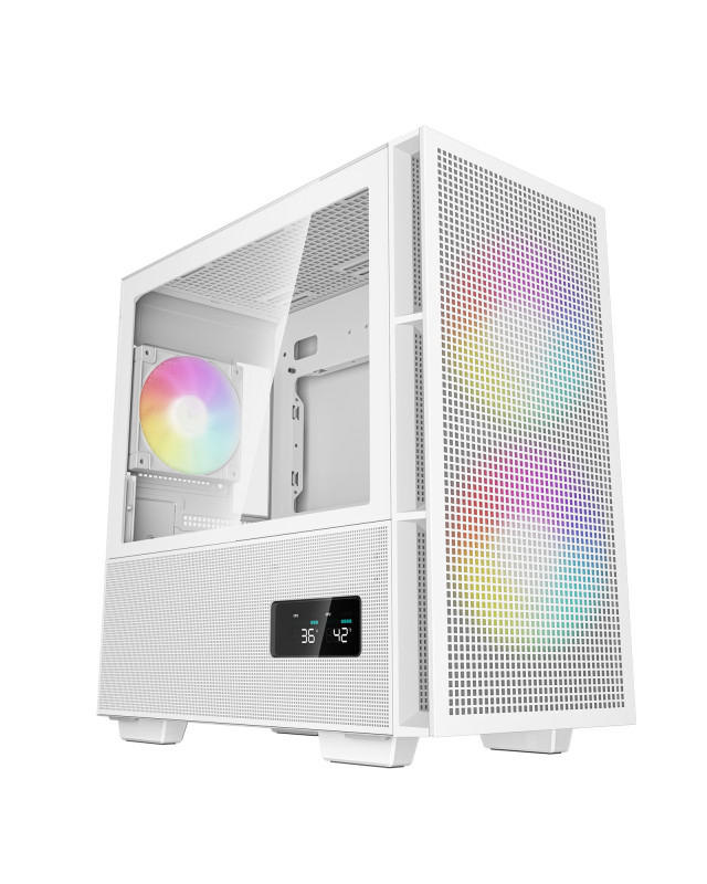 DeepCool CH360 Digital Gaming Case White, Mid Tower with Tempered Glass Side Window Panel, Advanced Cooling, USB 3.0/USB-C Ports, Pre-Installed Fans, Micro ATX/Mini-ITX