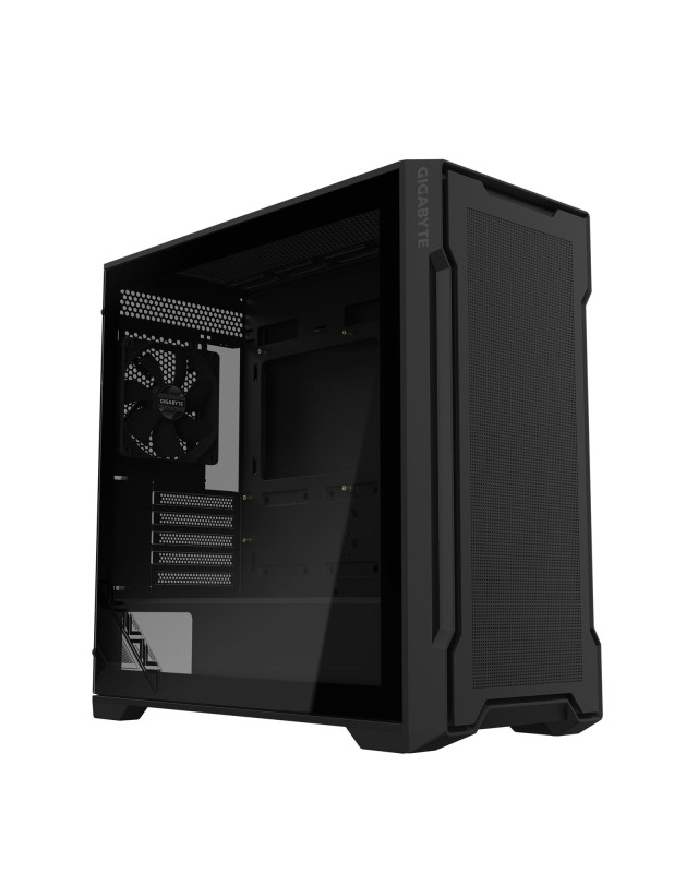 Gigabyte C102 GLASS Mid Tower PC Case - Black, Tempered Glass Side Panel, Optimized Airflow, Dual USB 3.0 Ports, Supports Liquid Cooling Up to 360mm