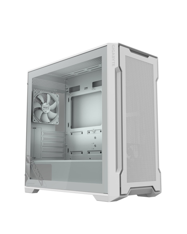 Gigabyte C102 GLASS ICE Mid-Tower Case, White, Tempered Glass Side Panel, USB 3.0 x2, 360mm Liquid Cooling Support, Pre-installed 120mm Fans, RGB Lighting Support, Magnetic Front Panel, PSU Shroud