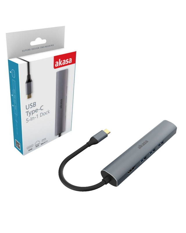 Akasa AK-CBCA22-18BK USB Type-C 5-In-1 Hub with HDMI & Ethernet