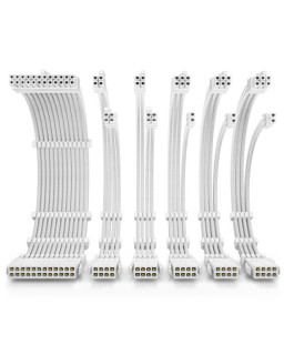 Antec White PSU Extension Cable Kit - 6 Pack (1x 24 Pin, 2x 4+4 Pin, 3x 6+2 Pin)