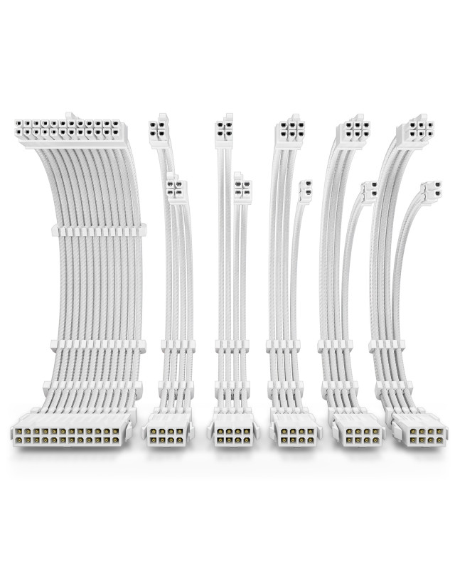 Antec White PSU Extension Cable Kit - 6 Pack (1x 24 Pin, 2x 4+4 Pin, 3x 6+2 Pin)