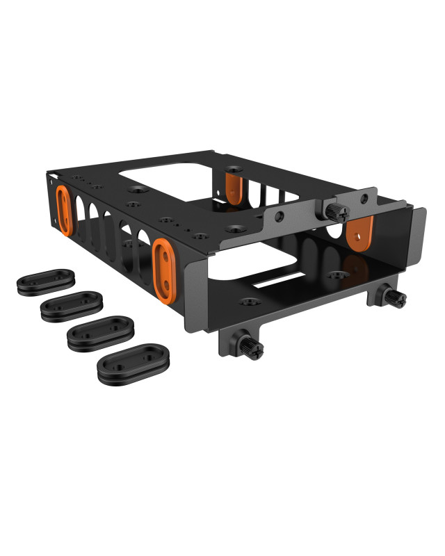 be quiet! HDD Cage, Mounting for One HDD or Two SSDs, Black & Orange Rubber Decouplings Included, Compatible with Most be quiet! Cases