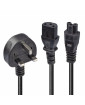 Lindy 30374 2.5m UK 3 Pin Plug To IEC C13 (Kettle) & IEC C5 (Clover) 10 Amp Mains Splitter Extension Cable - Black