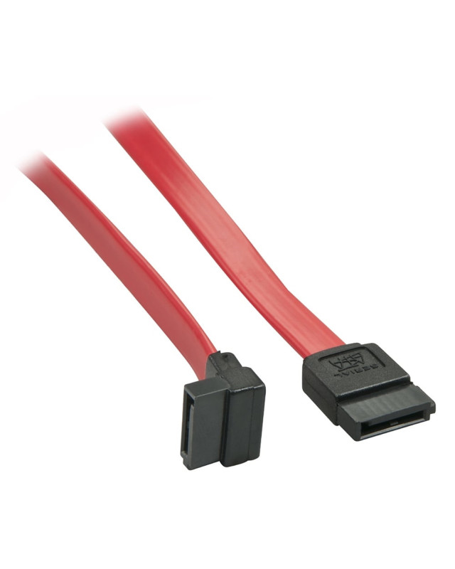 Lindy 33352 0.7m SATA (7 Pin) to 90 Deg SATA (7 Pin) Cable - Red/Black