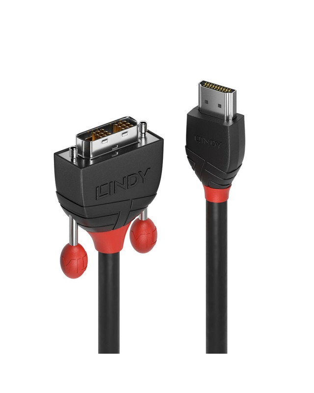 Lindy 36272 2m HDMI (M) To DVI-D (M) Black Line 1920x1200@60Hz Max Resolution  - Black