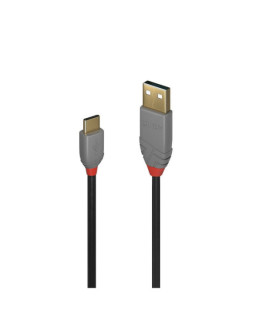 Lindy 36887 2m USB-A (M) 2.0 To USB-C (M) 2.0 Anthra Line 480Mbps Cable - Black