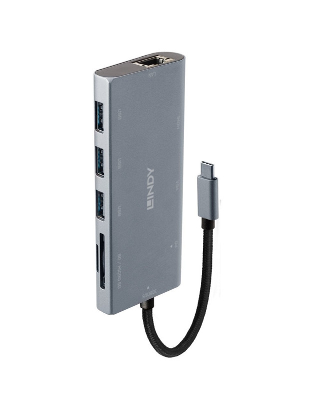 LINDY 43278 DST-Mini Plus USB-C Laptop Mini Docking Station with 4K HDMI, VGA Support & USB-C 100W Pass-Through Charging, 3 x USB 3.2 Type-A, Gigabit Ethernet Port, 2 Year Warranty