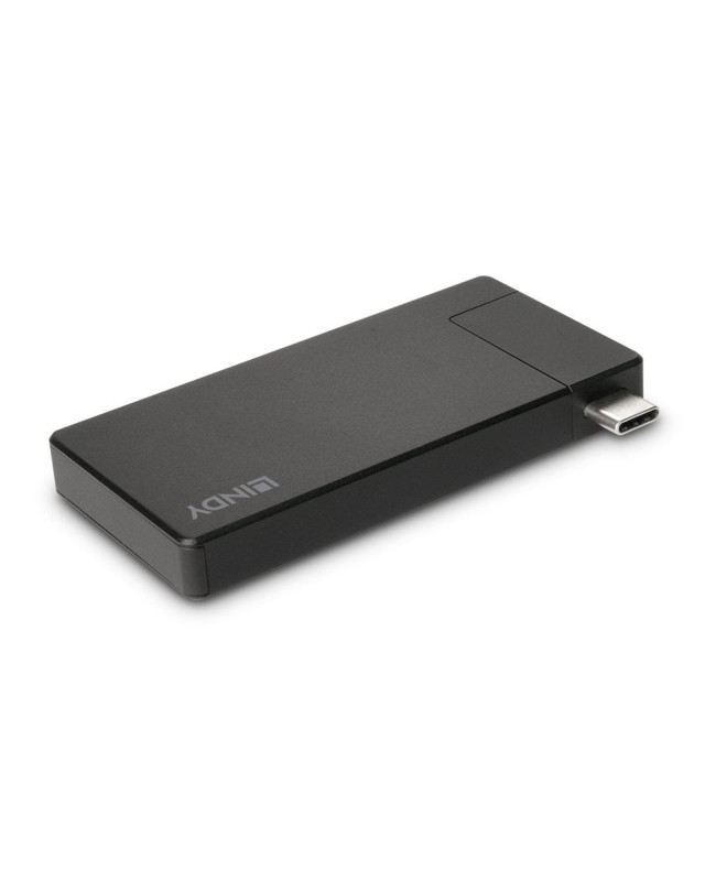 LINDY 43336 USB-C Laptop Micro Docking Station with 1 x HDMI (F) 1 x USB Type-A (F) & USB Type-C Featuring Power Delivery 3.0 Capable up to 100W for Pass-Through Charging, Supports HDMI Resolutions up to 4K 3840x2160@60Hz