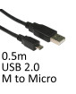 USB 2.0 A (M) to USB 2.0 Micro B (M) 0.5m Black OEM Data Cable