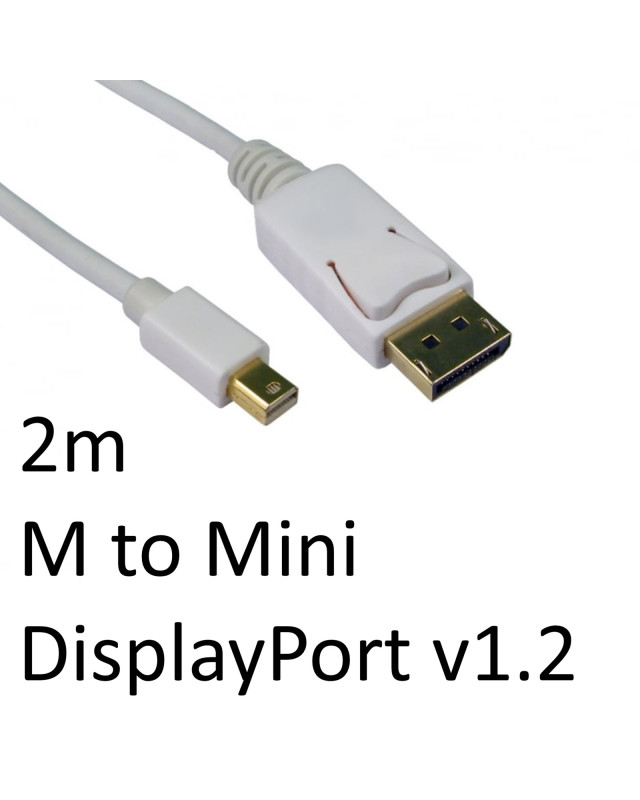 DisplayPort 1.2 (M) to Mini DisplayPort 1.2 (M) 2m White OEM Display Cable