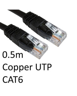 RJ45 (M) to RJ45 (M) CAT6 0.5m Black OEM Moulded Boot Copper UTP Network Cable