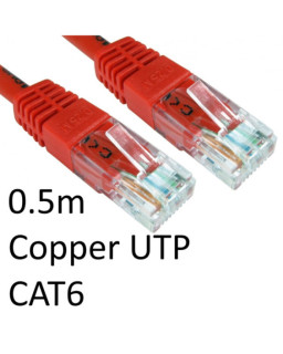 RJ45 (M) to RJ45 (M) CAT6 0.5m Red OEM Moulded Boot Copper UTP Network Cable