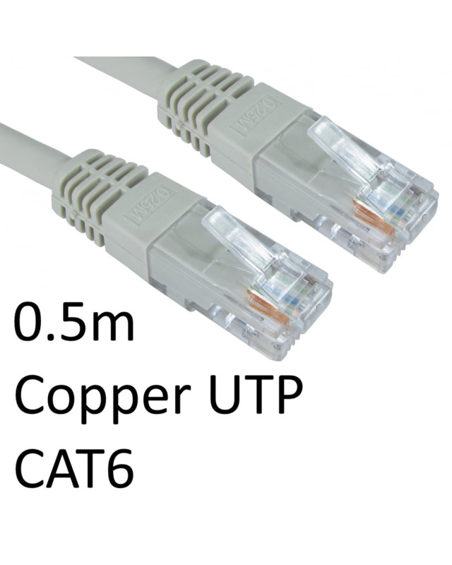 RJ45 (M) to RJ45 (M) CAT6 0.5m Grey OEM Moulded Boot Copper UTP Network Cable