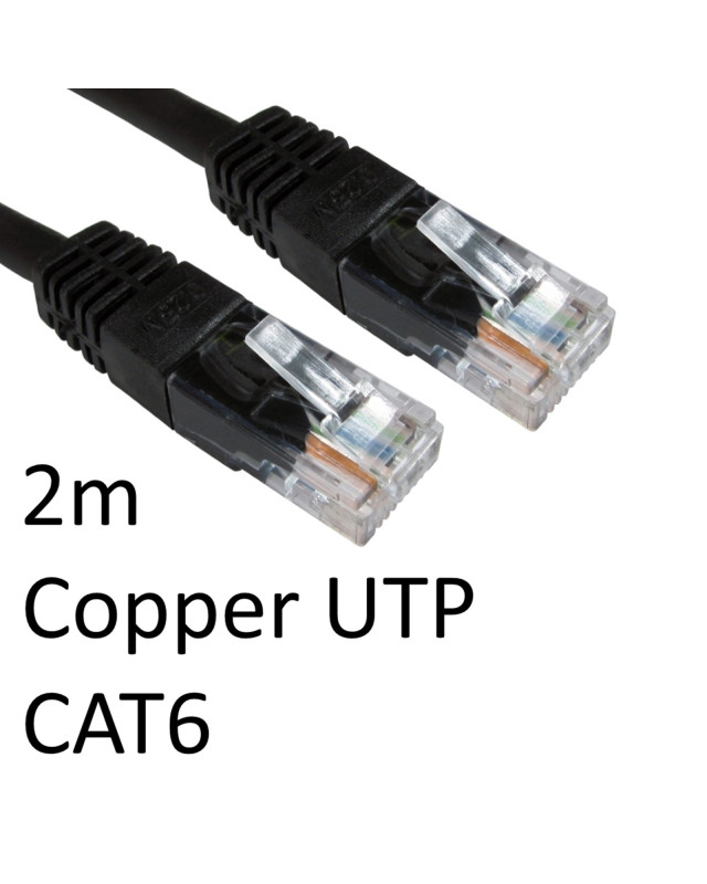 RJ45 (M) to RJ45 (M) CAT6 2m Black OEM Moulded Boot Copper UTP Network Cable