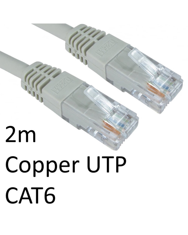 RJ45 (M) to RJ45 (M) CAT6 2m Grey OEM Moulded Boot Copper UTP Network Cable