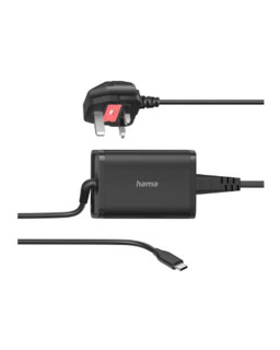 Hama Universal USB-C Notebook PSU, Power Delivery (PD), 5-20V/65W, Auto Select, Hook & Cable Tie