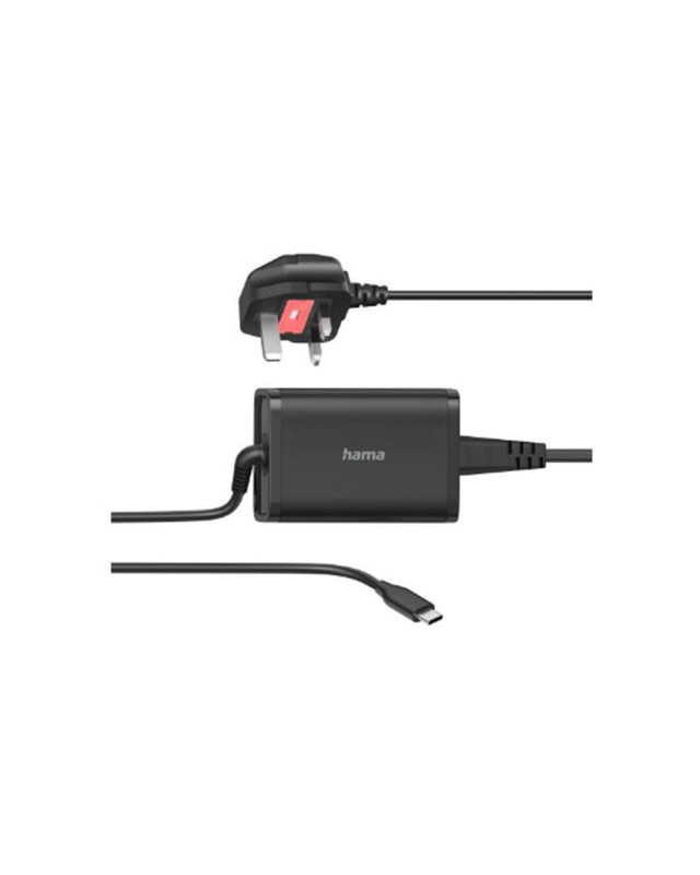Hama Universal USB-C Notebook PSU, Power Delivery (PD), 5-20V/65W, Auto Select, Hook & Cable Tie