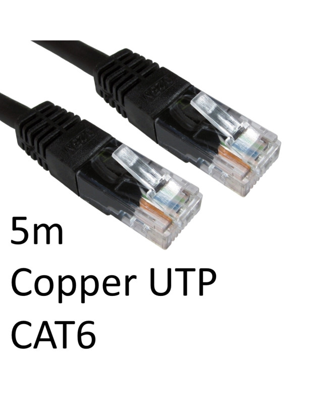 RJ45 (M) to RJ45 (M) CAT6 5m Black OEM Moulded Boot Copper UTP Network Cable