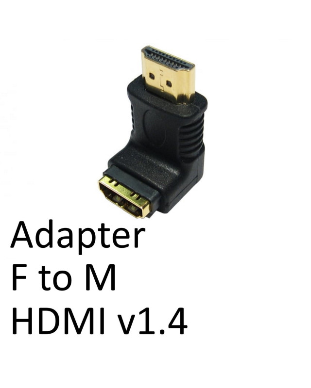HDMI 1.4 (F) to HDMI 1.4 (M) Black OEM Right Angled Adapter