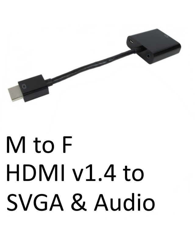 HDMI 1.4 (M) to SVGA & Audio (F) Black OEM Converter Adapter