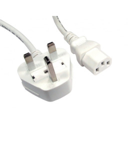 UK Mains to IEC C13 Kettle 1.8m White OEM Power Cable