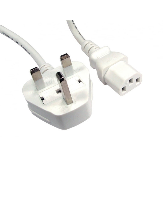 UK Mains to IEC C13 Kettle 1.8m White OEM Power Cable