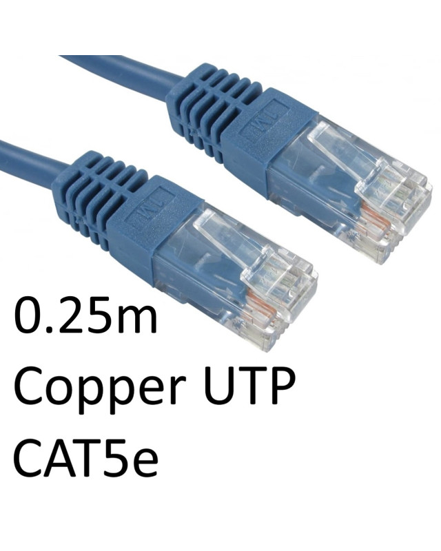 RJ45 (M) to RJ45 (M) CAT5e 0.25m Blue OEM Moulded Boot Copper UTP Network Cable
