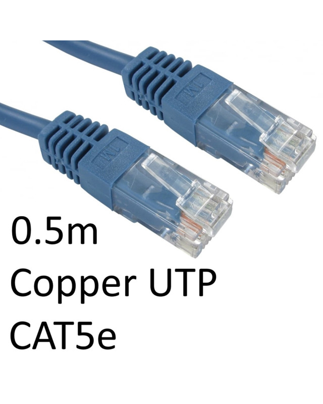 RJ45 (M) to RJ45 (M) CAT5e 0.5m Blue OEM Moulded Boot Copper UTP Network Cable