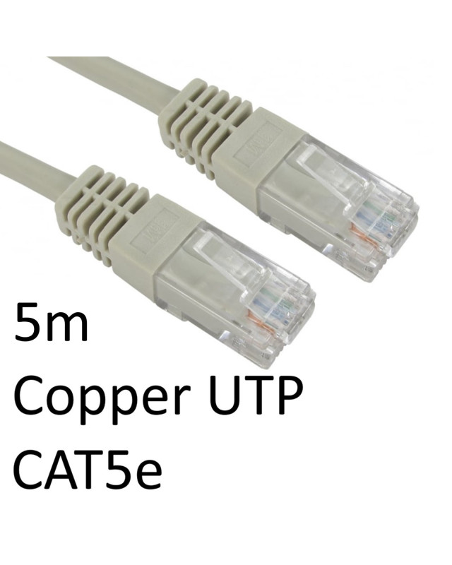 RJ45 (M) to RJ45 (M) CAT5e 5m Grey OEM Moulded Boot Copper UTP Network Cable